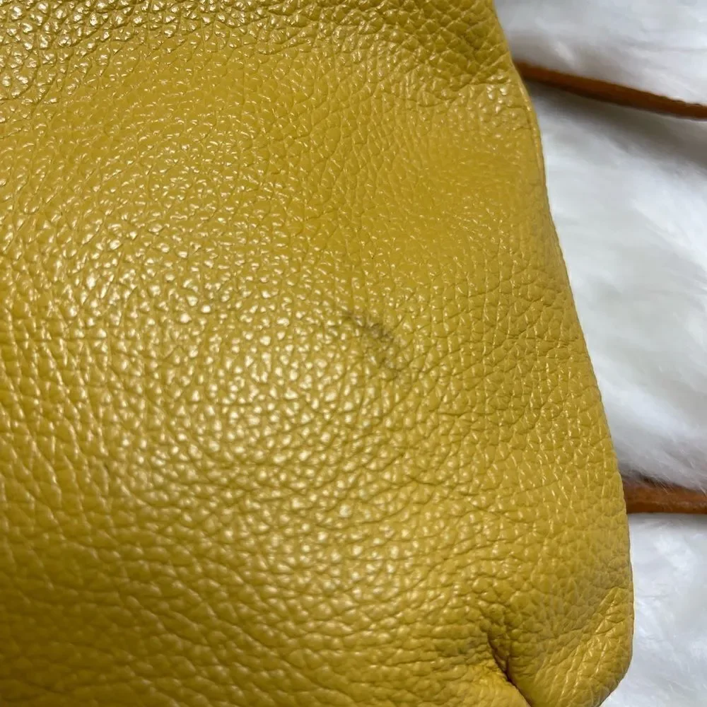 Valentina Italia pebble leather yellow mustard slouch hobo shoulder bag